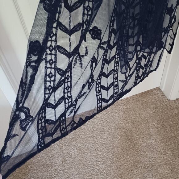 Nordstrom Socialite Lace Overlay Romper Midnight Blue XS - Picture 13 of 14